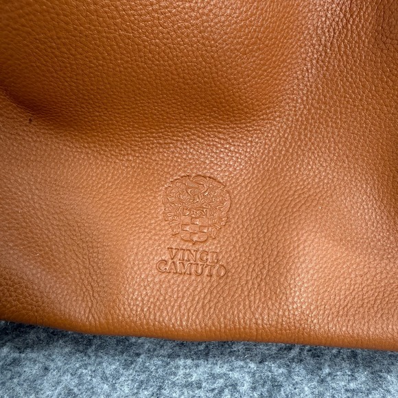 Vince Camuto Dario Leather Shoulder Bag Purse Pleated Interior Pockets Brown - Picture 16 of 16